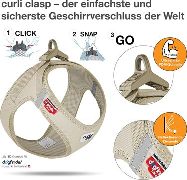 Шлейка для собак Curli Clasp Cord Tan M - зручна та надійна шлейка для собак середніх розмірів