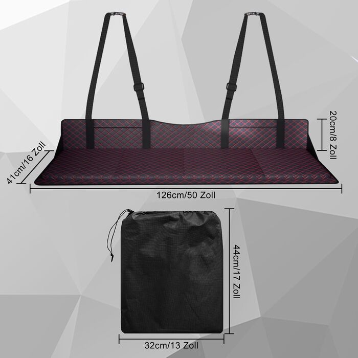 Розширювач сидіння заднього ряду авто, розкладний килимок-матрац для заднього сидіння, портативна платформа для кемпінгу та сну, універсальний для SUV, MPV та компактних авто (Чорний, Шкіра)