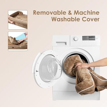 Ортопедичне ліжко для собак великих порід, 112x81 см, кошик для собак з Memory Foam XL, вологостійке собаче ліжко з високим бортиком, зручна собача кушетка, Kamel 112 x 81 x 17.5 см