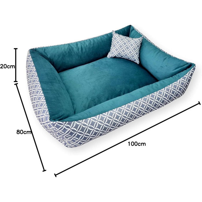4L Textil OTTO: Лежанка для собак, корзина для собак, м'яке ліжко для собак, лежанка-софа, колір - блакитний (100x80 см)