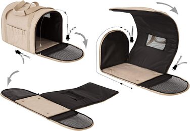 Транспортна сумка для собак та котів, сумка-переноска для тварин, Beige, 31x49x31 см, еко-лляна тканина