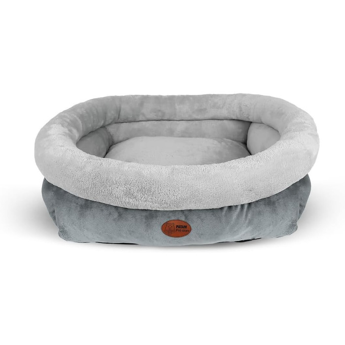 Ліжко для собак та котів Kira Grey, середнє, 61x56x20 см - знімний чохол, м'яке, неслизьке, машинне прання