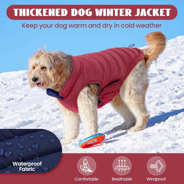 Зимовий теплий водонепроникний одяг для собак великих порід Lelepet, червоний XL