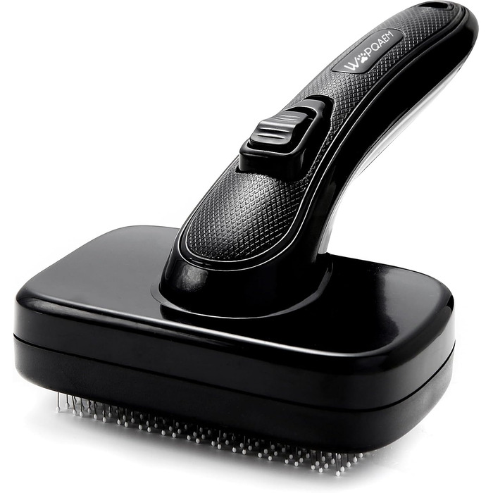 Щітка для собак та котів, самоочисна, для вичісування підшерстка та відмерлого волосся, для довгошерстих та короткошерстих порід, чорна