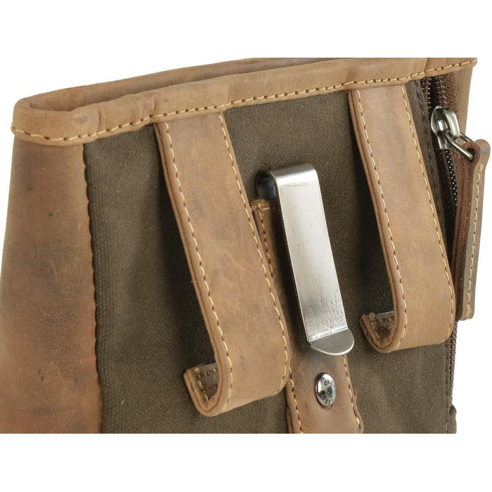 Сумка для ласощів Greenburry для собак та коней з натуральної шкіри, вінтажний колір антик-браун, з кільцем для кріплення до ременя та кліпсою