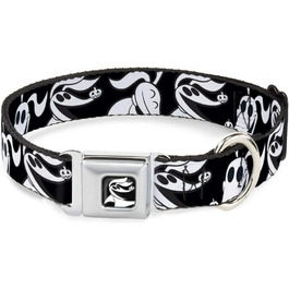 Нашийник для собак з пряжкою-ременем безпеки, Nightmare Before Christmas, Zero Expressions, 45,7–81,3 см, 3,8 см, чорний/білий