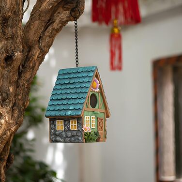 Дерев'яний будиночок для птахів з декоративним дахом, 21 x 15 x 13 см - ідеально для балкона та саду