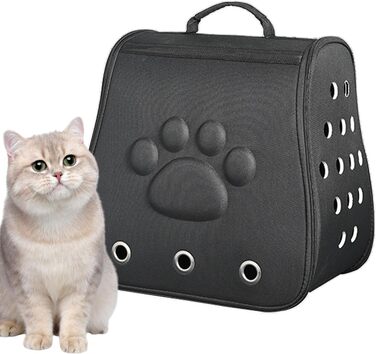Трансформер для тварин: переноска-рюкзак для котів та маленьких собак, чорний