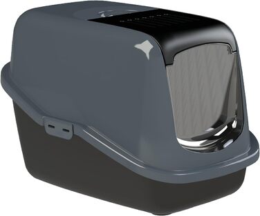 Лотку для котів PeeWee EcoHus з кришкою, закритий, чорно-антрацитовий, з 3 кг дерев'яної тирси