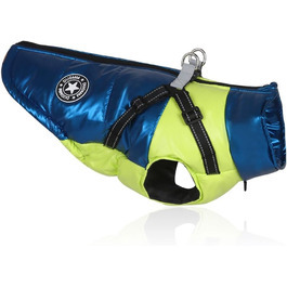 Водонепроникний собачий плащ, тепла зимова куртка для собак, жилет для собак з шлейкою, дощовик для собак, вітрозахисний, з відбивачами, теплий для маленьких, середніх та великих собак (синій, SI L синій)