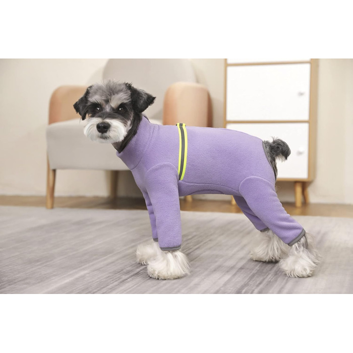 Теплий зимовий одяг для собак BT Bear: м'який флісовий костюм-піжама з відбивачем (фіолетовий, XS)
