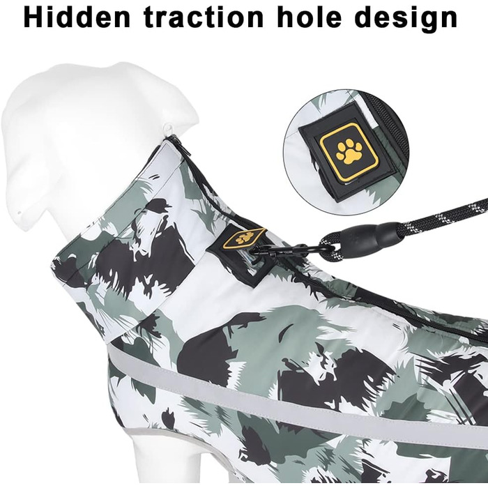 Водонепроникний теплий зимовий одяг для собак 6XL. Куртка для собак, жилет для собачого спорту, одяг для домашніх тварин з отвором для шлейки, світловідбиваючими смугами. Вітронепроникний костюм для собак середнього розміру. Білий, чорний колір.