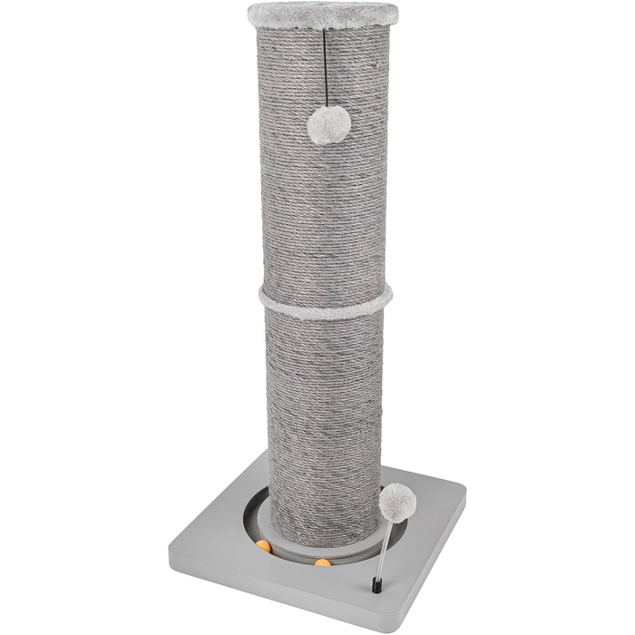 Котячий стовпчик Carla з іграшками - інтерактивна котяча іграшка для самостійних занять. Висота 82 см, діаметр 20 см, розміри 40 x 40 x 86 см, колір антрацит