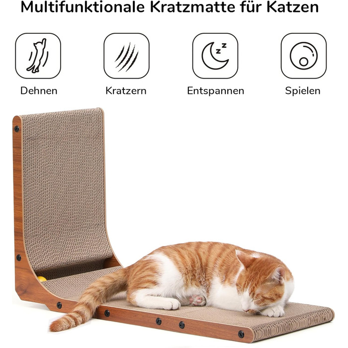 Котячий когтетоп FUKUMARU L-подібний, 68 см, з іграшкою, горіховий колір