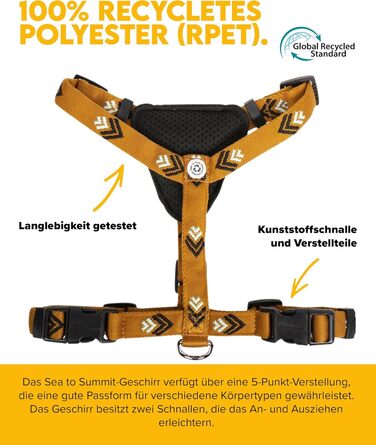 Шлейка для собак Woolly Wolf Sea to Summit, M - для середніх собак, з переробленого поліестеру, регульована, з відбивачами