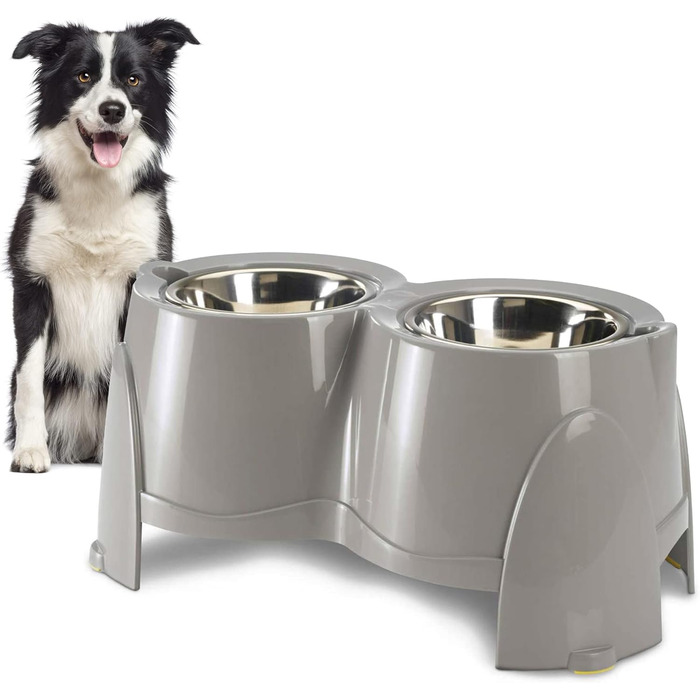 PETGARD Станція годування для собак з нержавіючої сталі - набір мисок - годівниця для собак Преміум класу - 61 x 35 x 28 см - об'єм 2 x 1500 мл