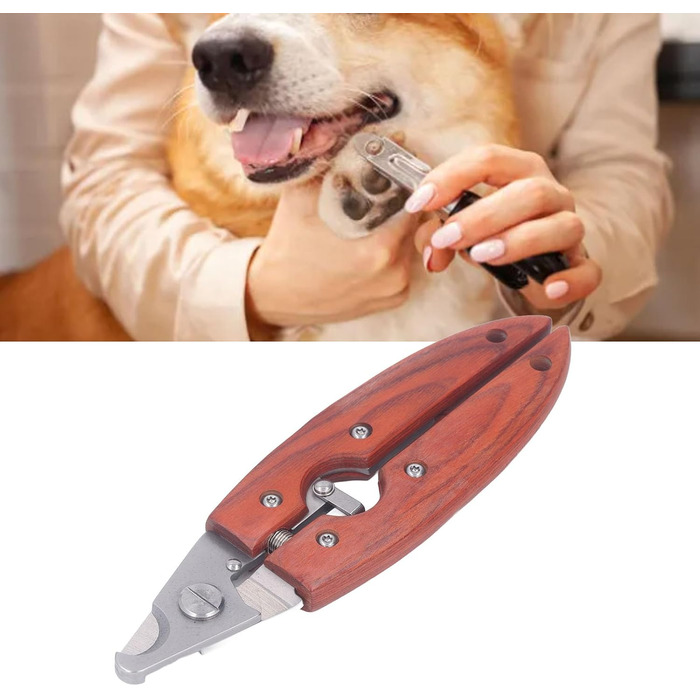 Нігтерізка для котів та собак, нержавіюча сталь, з дерев'яною ручкою, безпечна та швидка