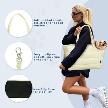 Легка переносна сумка для собак до 6,8 кг, степкова сумка-переноска для цуценят, з карабіном для безпеки, дамська сумка для собак для подорожей/покупок (Бежева)