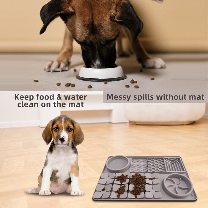Килимок для повільного годування собак, антистрес, для грумінгу, сірий