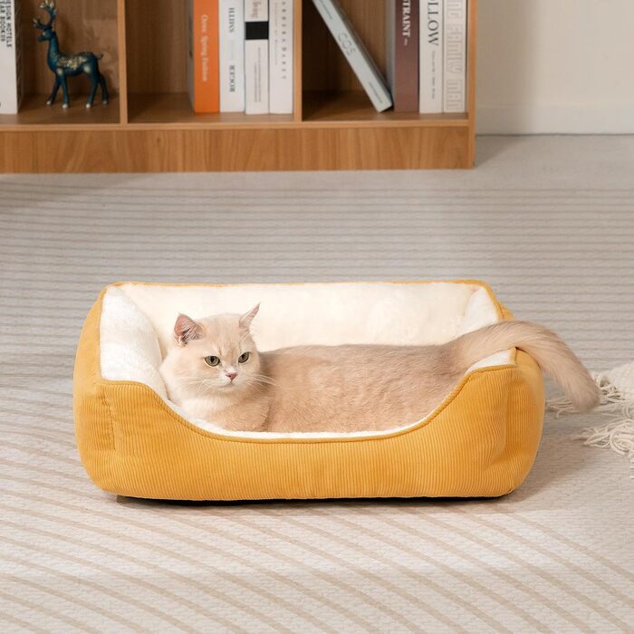 Ліжко для котів та собак Hollypet, м'яке, дихаюче, 55x45x15 см, жовте