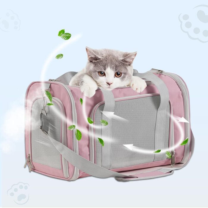 Roaringkitty Подорожі зі стилем: переноска для домашніх тварин до 6,8 кг, авіа-дозволена, складна, м'яка бічна кишеня, для котів та собак