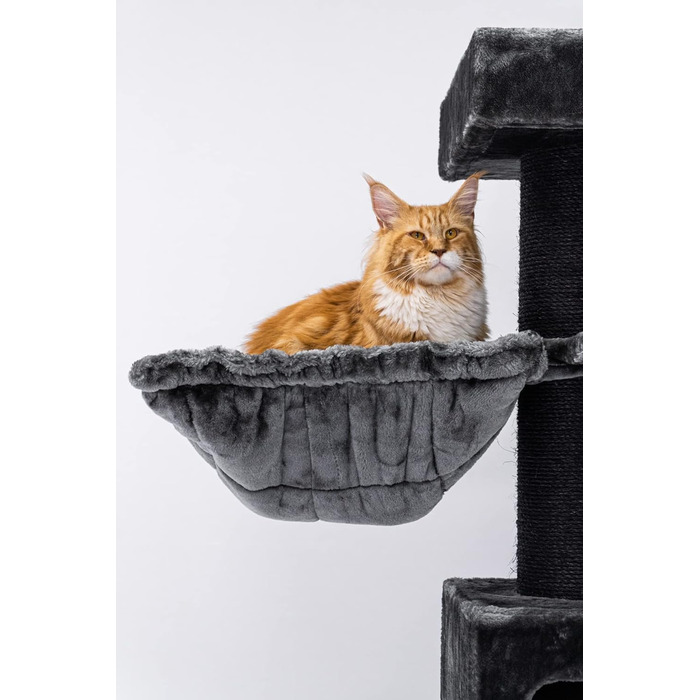 Дерев'яний кігтеточка для великих котів Petrebels Maine Coon XXL Lookout 198, надміцний, стовпи 15 см Ø, 100x60x198 см, чорний