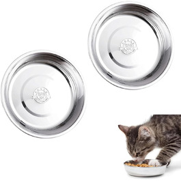 Набір з 2 мисок для котів та собак з нержавіючої сталі, 14 см - миски для корму та води