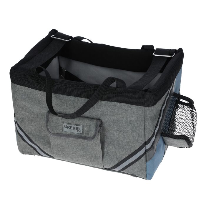 Kerbl Vacation - сумка для собак на велосипед, сіра/блакитна, 38x29x25 см, поліестер, для маленьких собак та котів