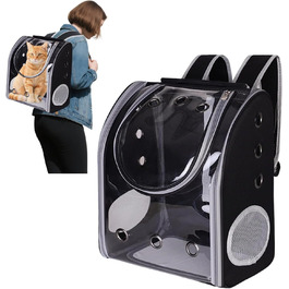 Рюкзак для собак та котів PETCUTE, дихаючий, прозорий, з підкладкою, для подорожей, дозволений авіакомпаніями