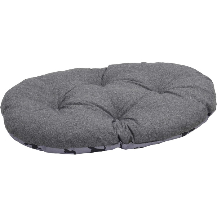 Килимок для собак Rosewood All Seasons Oval – великий, овал, 94 см. Двосторонній, з принтом, сірий, льонова текстура. Зручний, можна прати, для використання цілий рік (35 x 57 x 8 см)