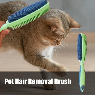 Щітка для собак для видалення шерсті, двосторонній гребінь для грумінгу, щітка для вичісування шерсті, для тварин, кроликів, кошенят, цуценят, для видалення шерсті, очищення, купання, душ (Сіро-зелений)