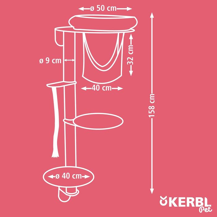 Дряпка для котів Kerbl Dolomit Grappa, 80x66x158 см, беж, 8.8 кг