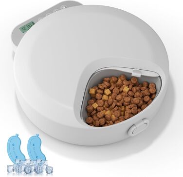 Автоматичний дозатор корму для котів, для вологого корму, розумний дозатор корму для тварин, автоматичний дозатор з таймером, автоматичне годування котів з 2 контейнерами, 4 порції (по 240 г)