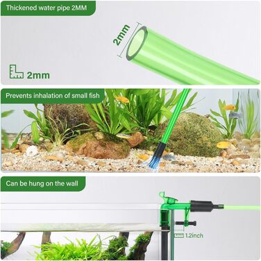 Сифон для акваріума AQQA: очищувач ґрунту, 3-в-1, до 60 см