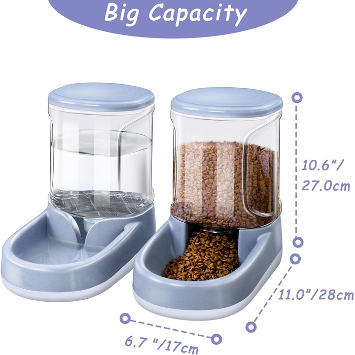 Автоматичний диспенсер корму та води для собак та котів, 3.8 л, 2-в-1, сірий