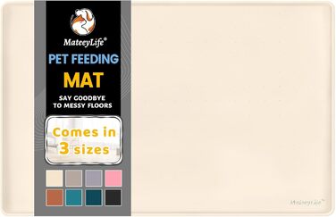 Силіконова підстилка для корму та води MateeyLife 61×40,6×1,5 см, бежева, водонепроникна, антиковзна, з бортиками для собак і котів