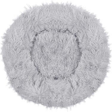 Кругле ліжко для собак Springos з штучного хутра, 90 см, сірий колір - комфортний та затишний лежак з антиковзною основою