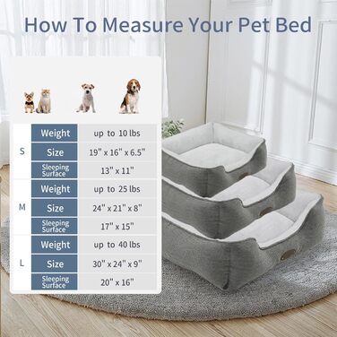 Ліжко для собак середніх порід, котяче ліжко, заспокійливе ліжко для собак, зручне, довговічне, з двостороннім та пральним подушкою, Сірий (M, Сірий) 60х53 см, Сірий