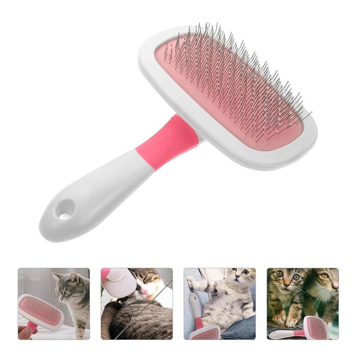 Масажна щітка для тварин ULTECHNOVO 3 шт. для котів та собак з довгим хутром, рожева. Ефективне видалення шерсті та розплутування