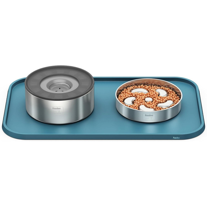 Підкладка під миску для котів та собак, силіконова, товста, з бортиками, велика (блакитна)