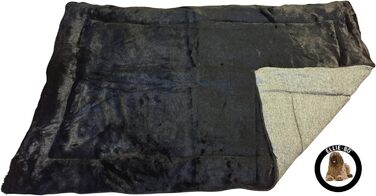 Ортопедична подушка для собак Ellie-Bo, з віскоеластичної піни, з підкладкою з імітації замші, з натуральним хутром, розмір S, 61 см, чорна (XXL - 117 x 75 x 3 см, двостороння твід та імітація чорного хутра)