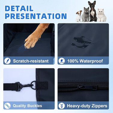 Захист для заднього сидіння автомобіля для собак, водовідштовхуючий, стійкий до подряпин, з PU-шкіри, міцна основа, витримує 180 кг, лежанка для собак в авто, захист сидіння від бруду та шерсті