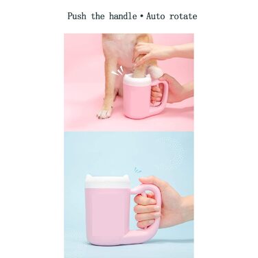 Автоматична мийка лап для тварин AXTMR з ручкою, велика рожева, для собак та котів