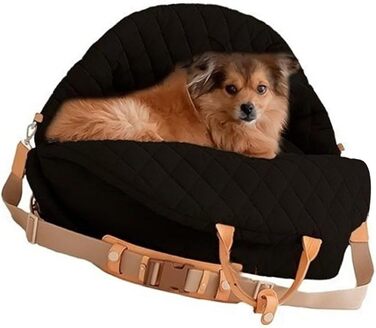 Міцна переноска для собак ZYHARUKO з кишенькою для зберігання, 3-сторонні кільця, неслизьке дно для автомобіля, подорожей, дому, зручна для подорожей (Чорний)