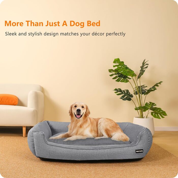 Ліжко для собак, м'яке, знімний чохол, світло-сірий колір, 110 x 86 x 26 см