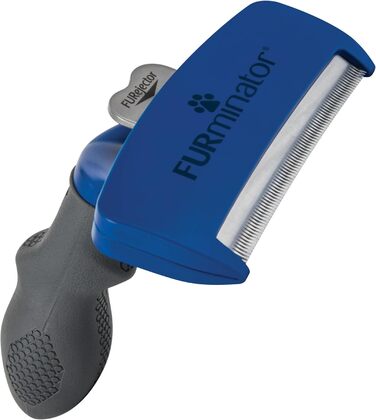 Фурмінатор для великих довгошерстих собак Furminator L, щітка для видалення підшерстка, чорний/синій/сріблястий, покращений дизайн