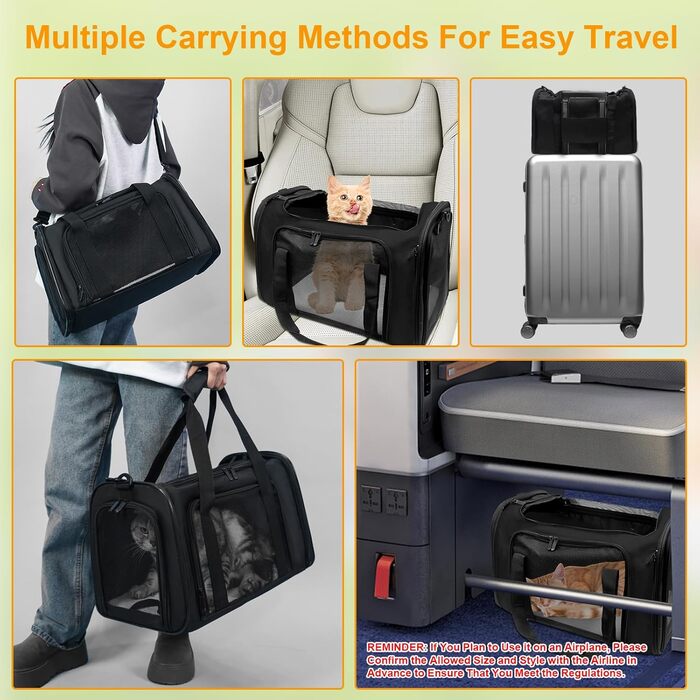 Транспортна сумка для кота та собаки 51x33x33 см. Складана переноска для тварин до 7,5 кг. Підходить для котів, собак, цуценят, маленьких та середніх порід. Ідеальна для подорожей на авто.