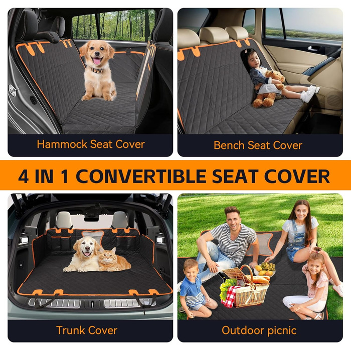 Автоматик для собак у машину: захисна підстилка на заднє сидіння з боковими бар'єрами та віконцем, водонепроникна та стійка до подряпин