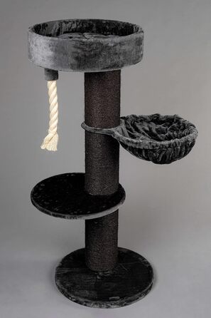 Дерев'яний кігтеточка для великих котів RHRQuality Maine Coon Sleeper Blackline Dark Grey Deluxe з товстими 15 см сизалевими стовпами