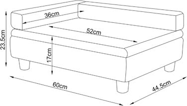 Ліжко для собак та котів en.casa Salkonssad з ящиком для зберігання, 60 x 45 x 24 см, блакитний велюр